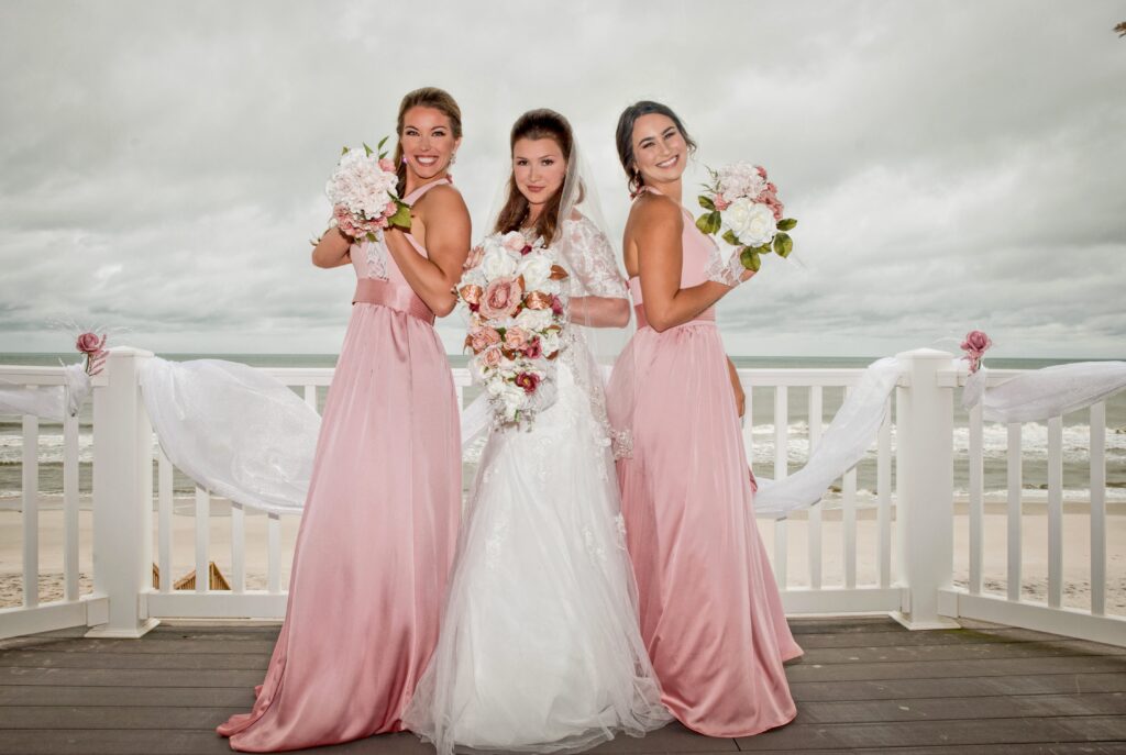 Beautiful Bride and her Bridesmaids North Topsail Beach NC
